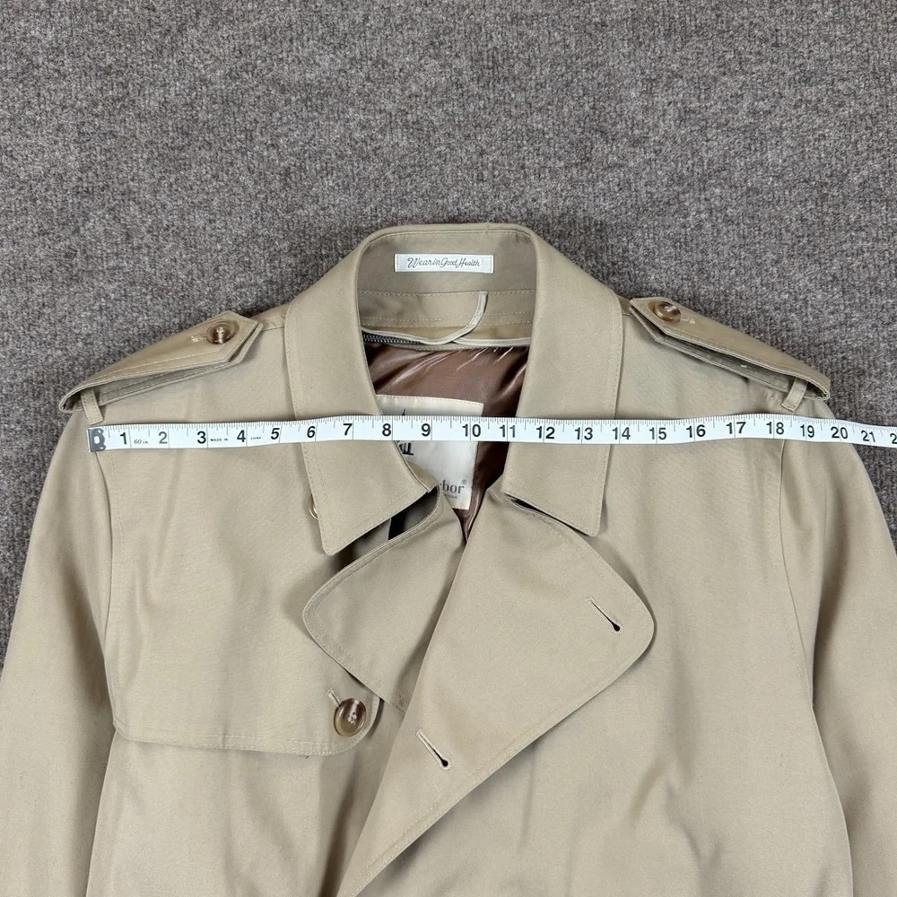 Misty Harbor Long Double Breasted Belted Trench Coat Mens 44 Removable Fur Liner - Picture 10 of 12